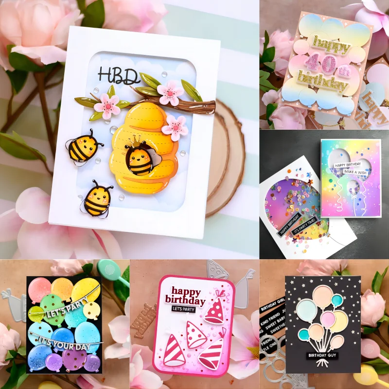 Piggy Craft металлические штампы для резки форма день рождения письмо воздушный шар