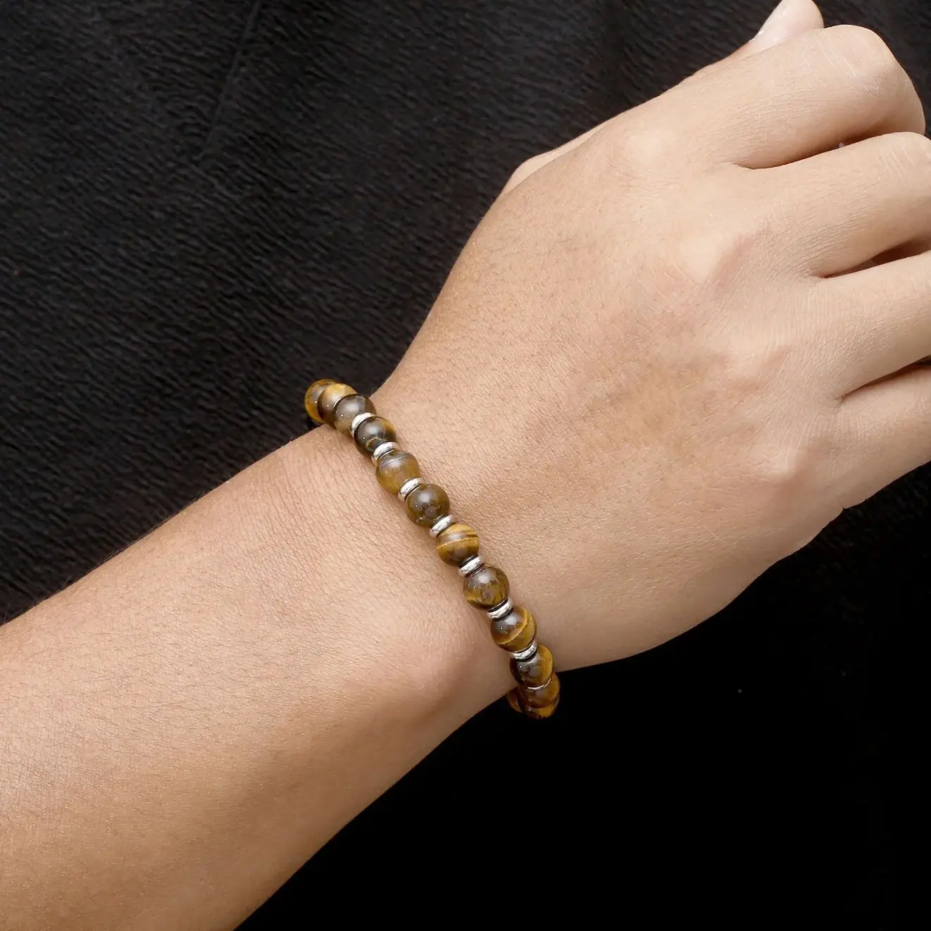 Браслет с бусинами из натурального камня для женщин и мужчин эластичный браслет