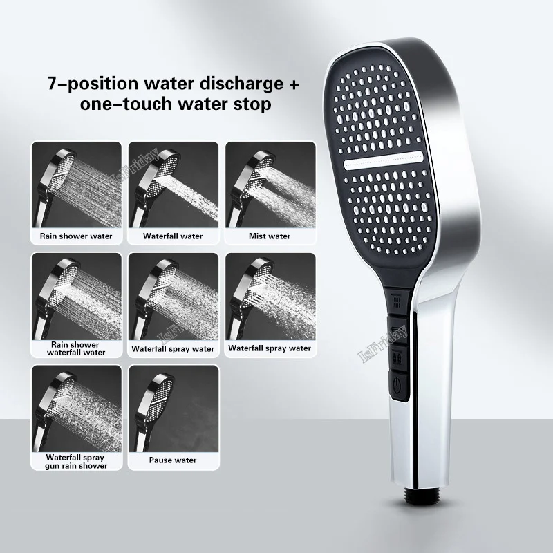 

large Area Shower Head 7 Modes Adjustable High Quality High Pressure Water Saving Flow Shower Faucet Nozzle Bathroom Accessories