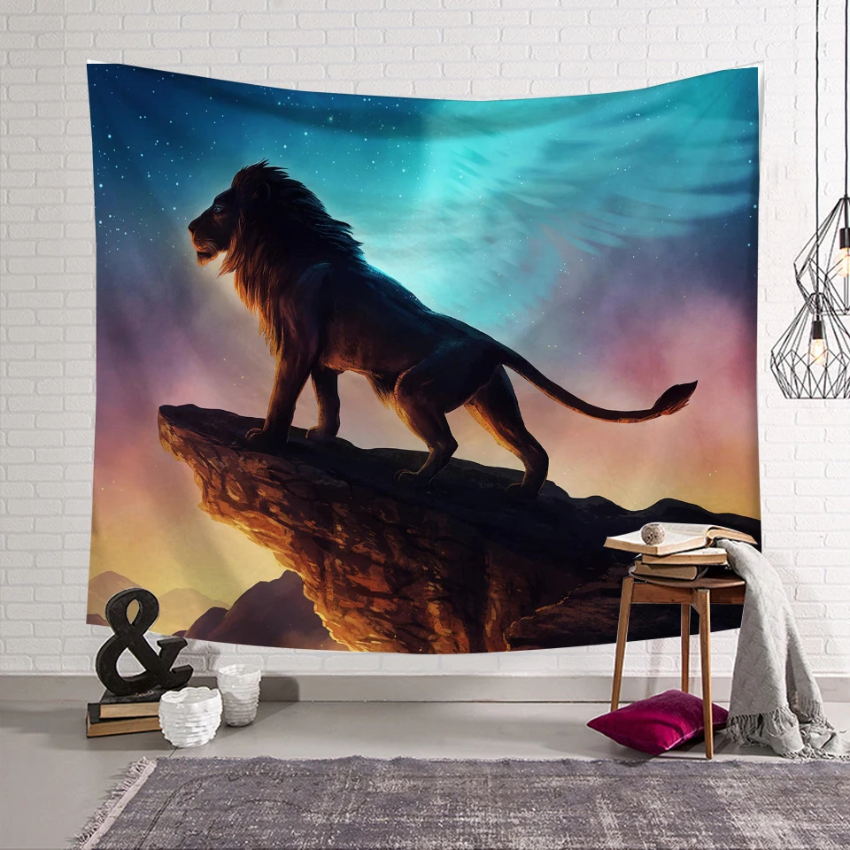 

3D vision Wolf Tapestry Hippie Large Bohemian Mandala Tapestries Customized Background cloth 95*73cm