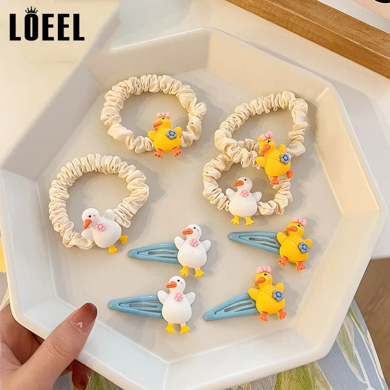 

2-8 шт./компл. Мультяшные шпильки для волос, повязки для волос с симпатичной уткой, резинки, милые заколки, модные аксессуары для волос для жен...