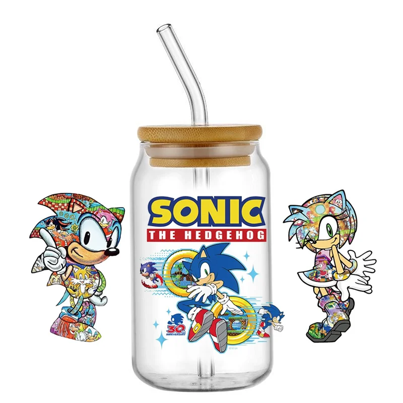 Miniso мультфильм Ежик УФ DTF кружка обертка для 16 унций Libbey Пиво Стекло банка DIY