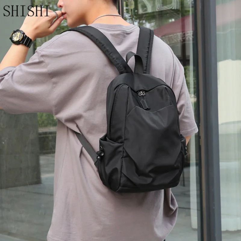 New Fashion Small Backpack Men's Trend Schoolbag Pure Color Casual Travel Small Backpack Unisex Portable Laptop Back Bag