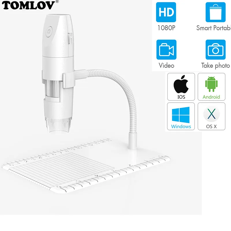 Беспроводной Цифровой Микроскоп ручной USB-микроскоп регулируемая светодиодная