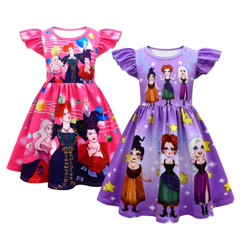

Girls Halloween Costume Hocus Pocus2 Witch Cosplay Dress Toddler Princess Dress Up Fancy Children Birthday Party Clothes Vestido