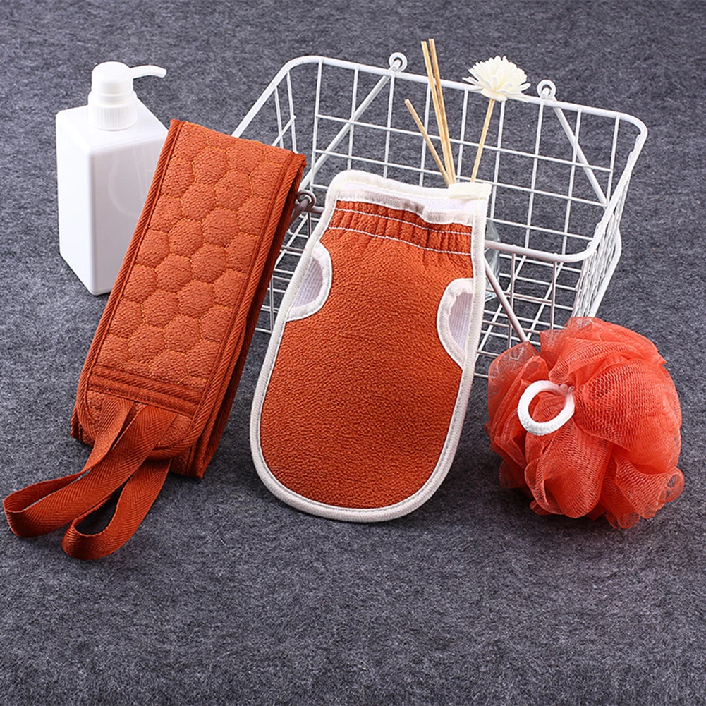 

3pcs Body Scrubber Rubbing Towel Glove Bath Shower Cleaning Brush Skin Back Scrub Exfoliating SPA Massage Washcloth
