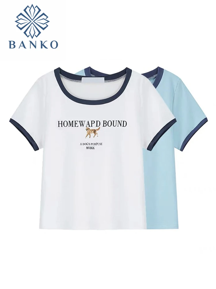 

Basic T Shirt Women 2022 Summer New Loose Solid Casual Color Contrast Print Tees Tops Fashion Oversized O Neck Female Clothes