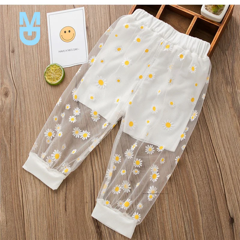 

New Fashion Summer 2022 Girls Kids Loose Pants Thin Anti-mosquito Pants Toodler Flowers Leggings Casual Baby Children Wide Pants