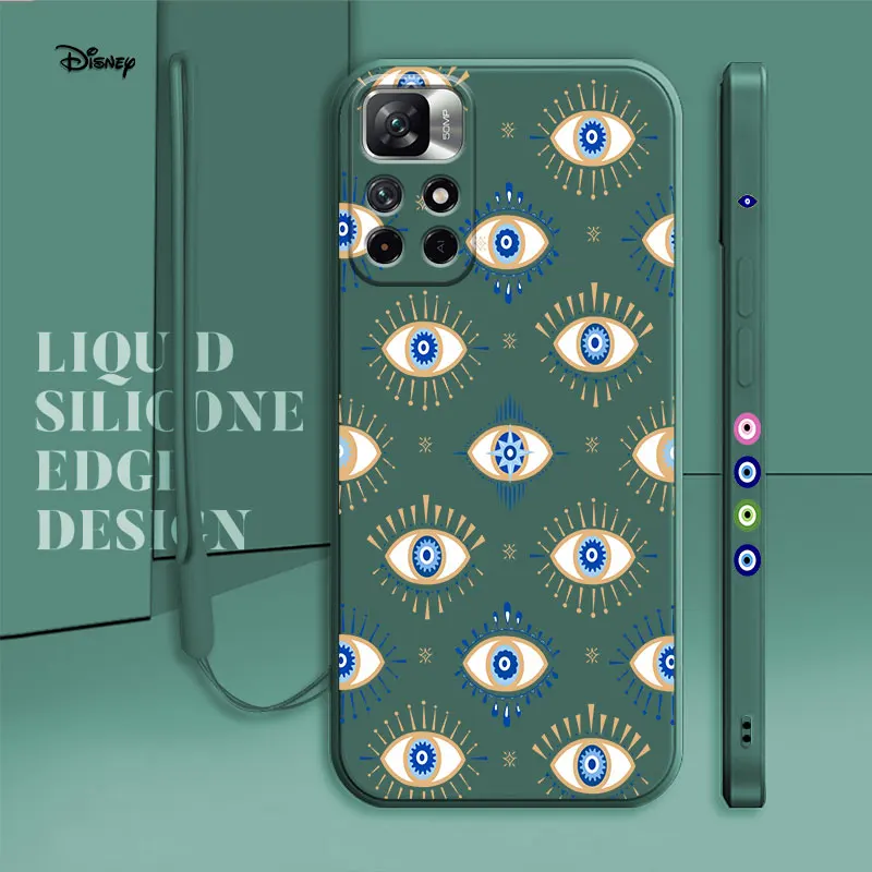 

Blue and Gold Evil Eye Candy Color Silicone Case For Redmi Note 11 10 9 8 7 10T 9T 9S Pro 10 10C 9 9C 9A 8 K40 Liquid Shell
