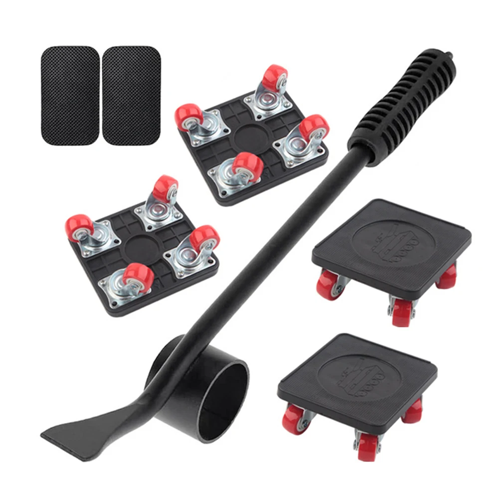 

5pcs Furniture Mover Tool Set Transport Lifter Heavy Stuff Moving 4 Wheeled Mover Roller with Wheel Bar Moving Device