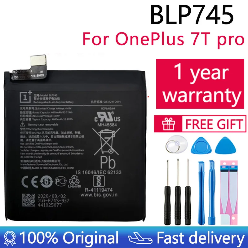 

100% Оригинальный Новый Сменный аккумулятор 4000 мАч BLP745 для Oneplus 7 T Pro 7 T Pro Фотоэлементы + Бесплатные инструменты