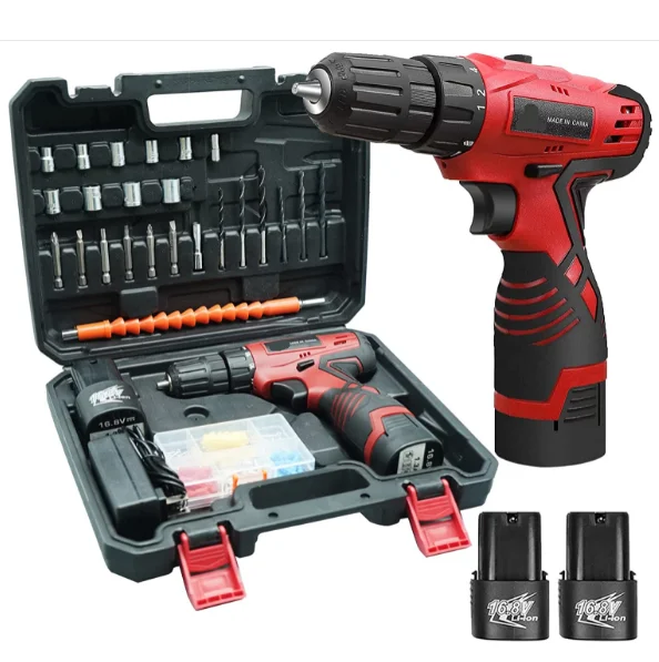 

Hicen 88pcs Tool Set with Drill 16.8V Cordless Hammer Drill Tool Kit Cordless Drill/Driver Set 2PCS Battery and Charger for Home