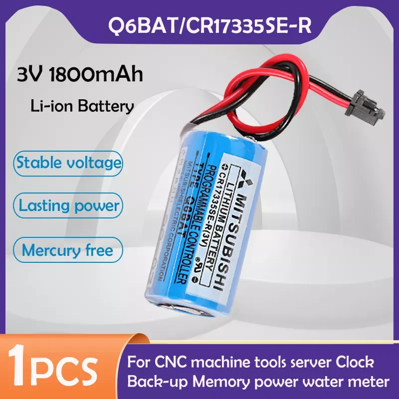 

1PCS 100% Original CR17335SE-R (3V) Q6BAT 3V Lithium Li-ion Batteries With Plug For CNC Machine Tools PLC Servo Battery CR17335