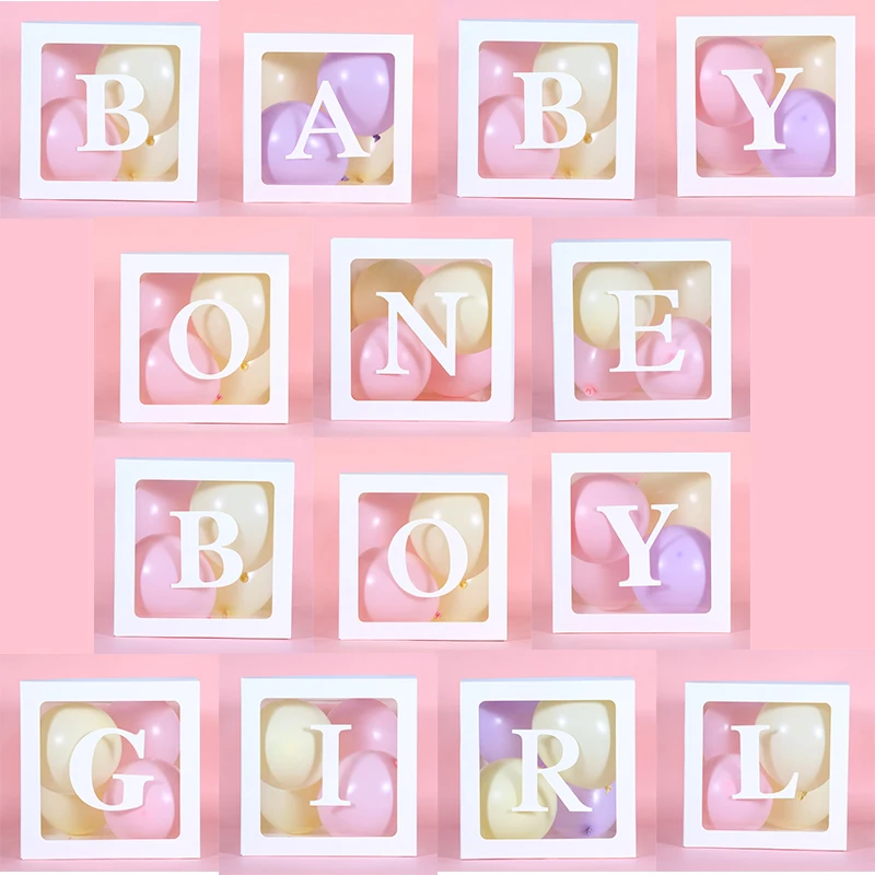 

Balloons Transparent Letter Box 1st Birthday Party Decoration Boy Girl Baby Shower Box Wedding Birthday Balloon Party Supplies