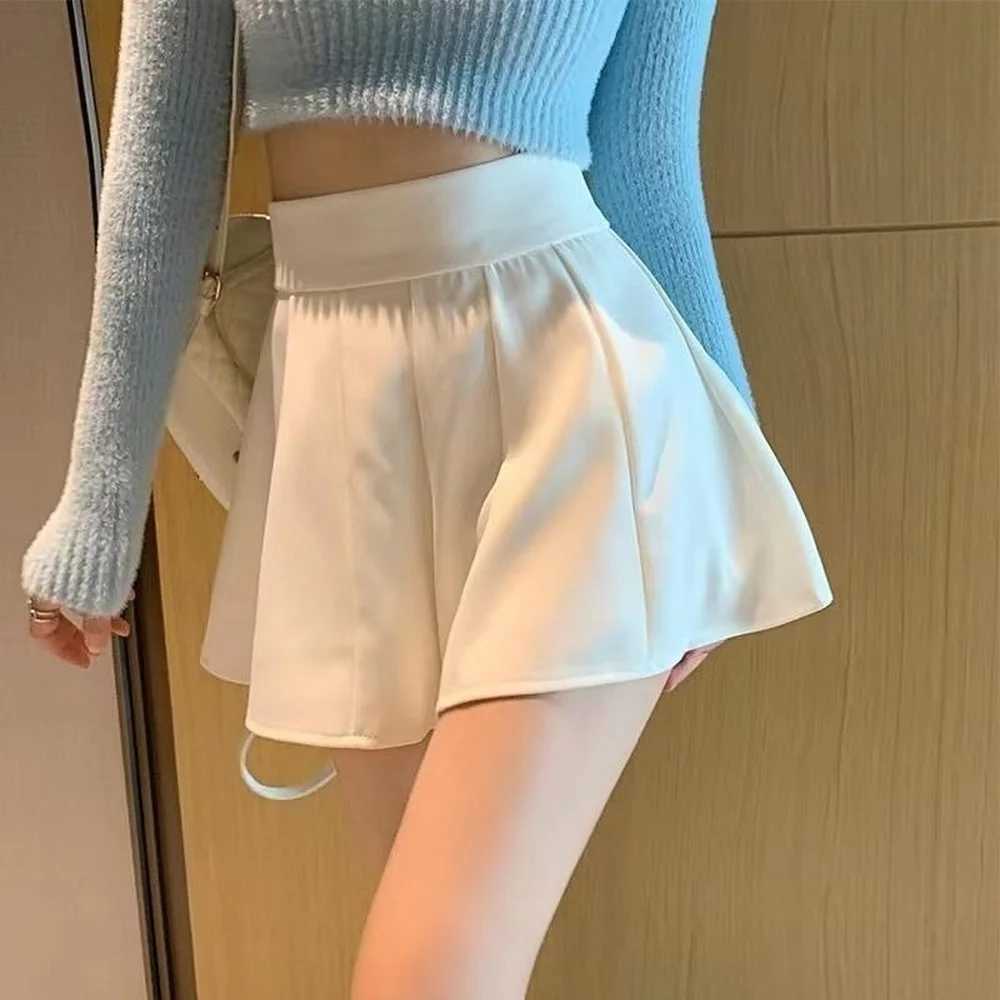 Women's Skirt Pants White Korean Aesthetic Summer Elegant High-waisted Sexy A-line Mini Skirts for Women Fashion 2023 Vintage