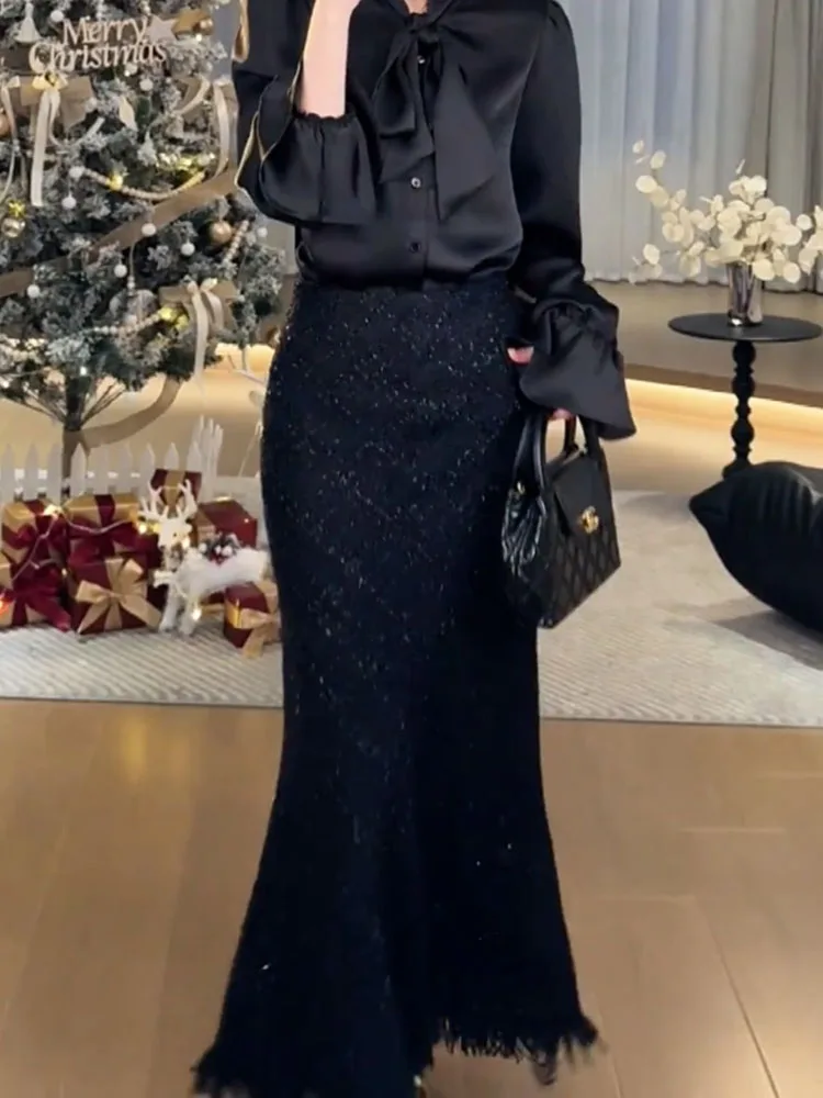 Высококачественное длинное платье размера плюс с кисточками в стиле ретро осень