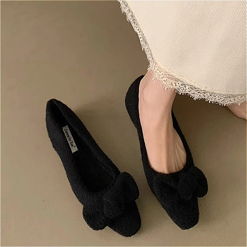 Замшевые туфли с бантом и квадратным носком элегантные женские лоферы на плоской