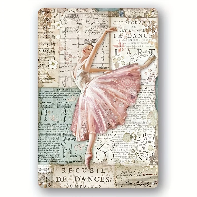 Страстная танцовщица, пастельные цвета, балета, каждый раз, когда она танцует, она дома, искусственный винтажный алюминиевый жестяной знак для кухни и дома
