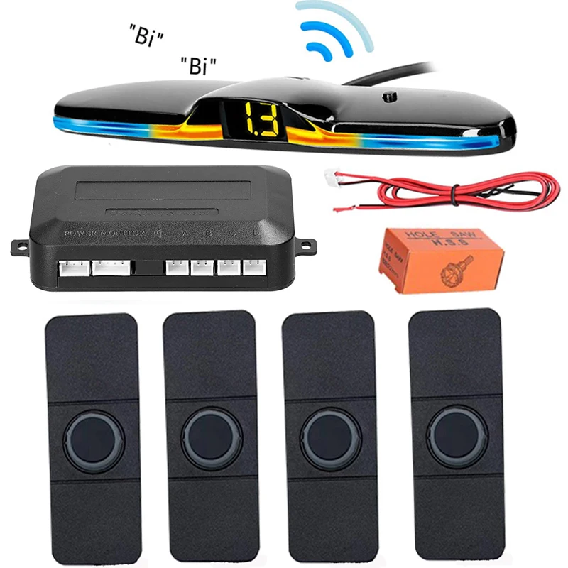 

13 мм плоские датчики, 4 датчика, комплект датчиков парковки автомобиля, обратный резервный радар, звуковая сигнализация, индикатор, зонд, система постоянного тока 12 В