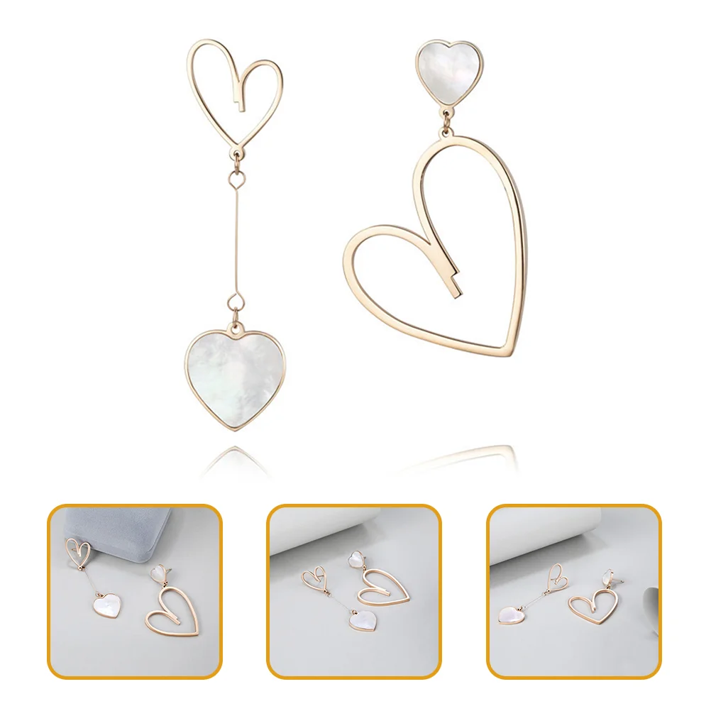 

Earrings Hearteardangle Asymmetrical Jewelry Drop Girls Love Dangler Trendy Accessory