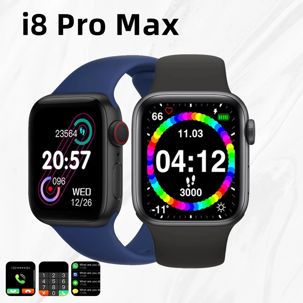 

Оригинальные Смарт-часы I8 Pro Max Series 8, часы с функцией телефонного звонка, спортивные водонепроницаемые мужские и женские Смарт-часы с беспро...