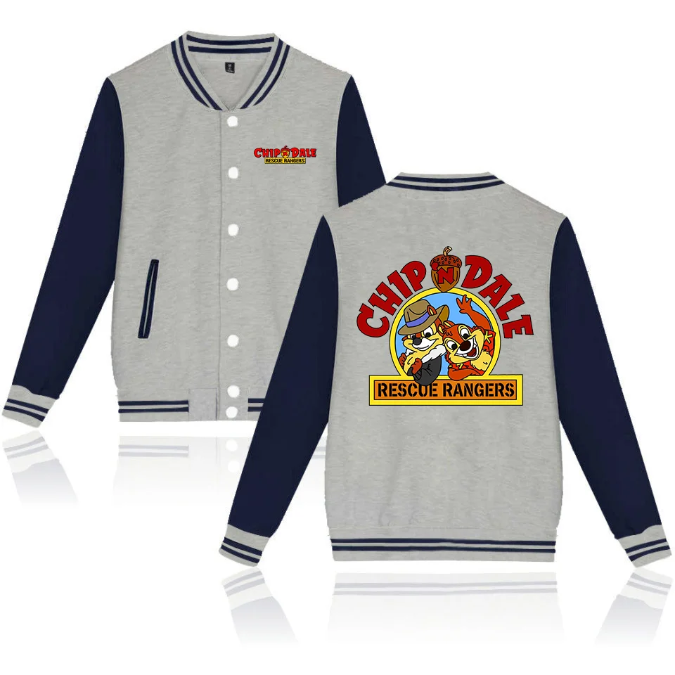 

Куртка-бомбер Disney Chip N Dale для женщин и мужчин, осенняя бейсбольная куртка, пальто, мультяшная Детская уличная одежда, куртка-бомбер в стиле Харадзюку для колледжа