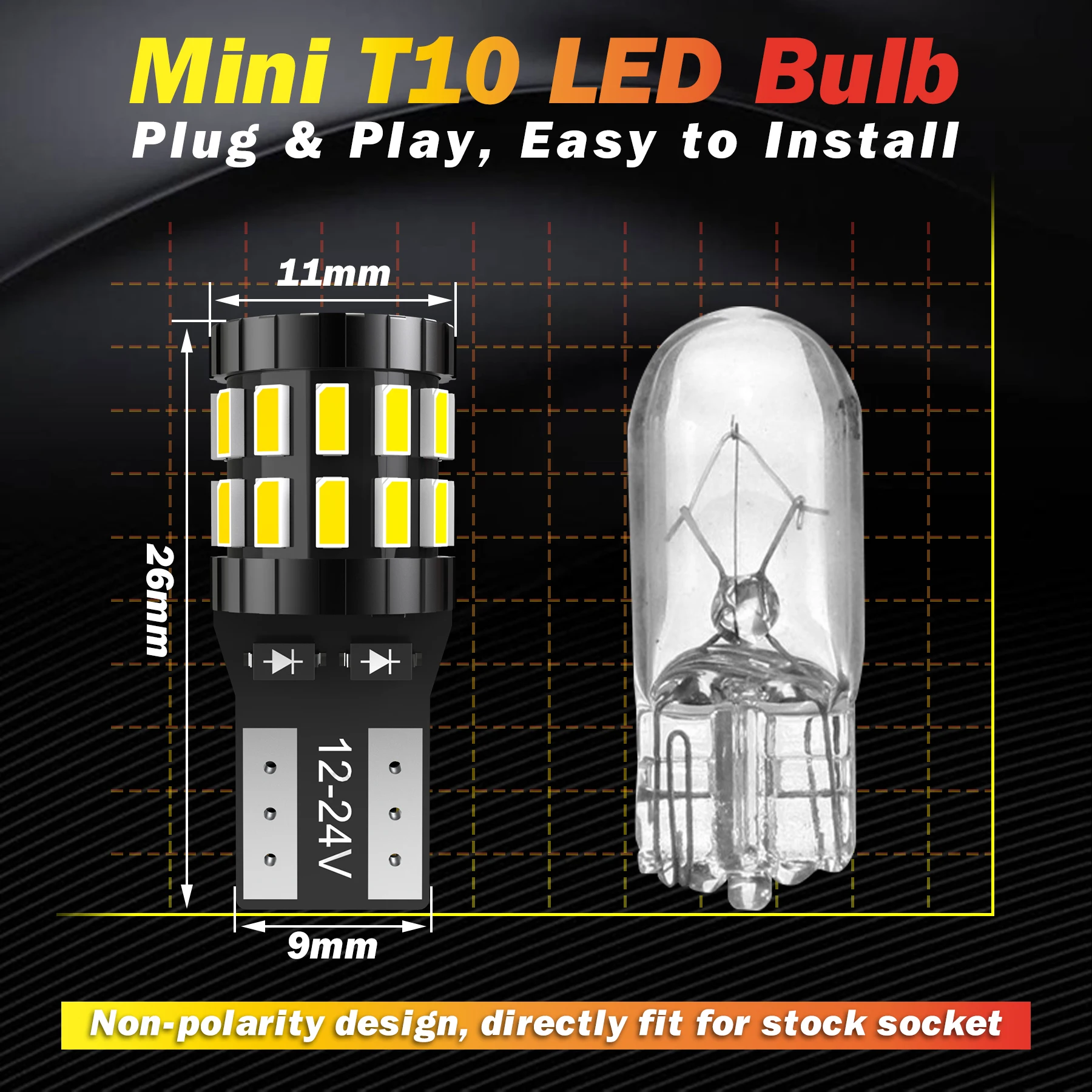 2 шт. Автомобильные светодиодные лампы T10 W5W для Ford Fiesta Focus 3 Fusion Ranger Kuga S Max MK5 Mustang