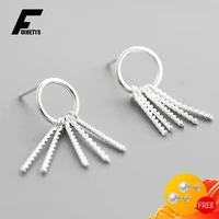trendy women earrings silver 925 jewerly round shape long tassel style drop earrings ornaments for wedding engagement party gift