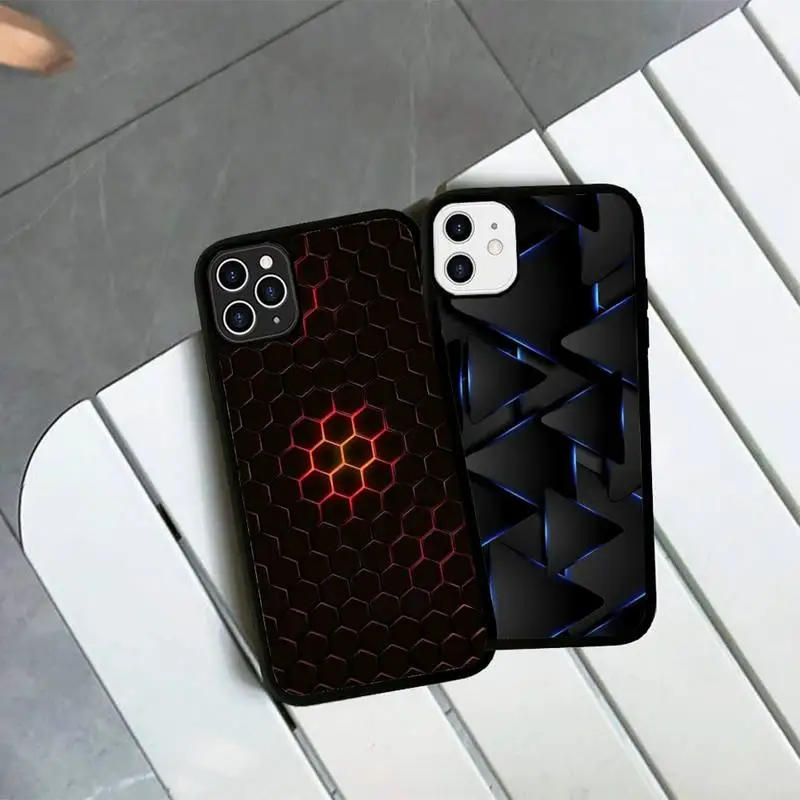 

Luxury Geometry Cool Phone Case Silicone PC+TPU Case for iPhone 11 12 13 Pro Max 8 7 6 Plus X SE XR Hard Fundas