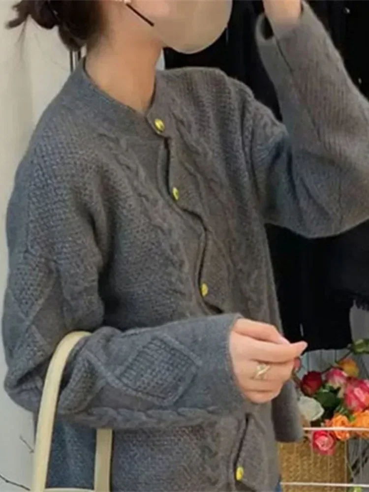 Осенний кардиган свитера женский свитер нестандартной формы однобортный