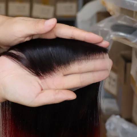 Ombre Color 1B Burg Red 4x4 5x5 13x4 13x6 Кружевная застежка Фронтальная часть человеческих волос Индийская прозрачная фронтальная застежка для черного цвета