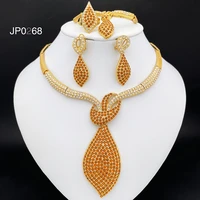 large size pendant necklace earrings set for women free shipping wedding party gold color jewelry set