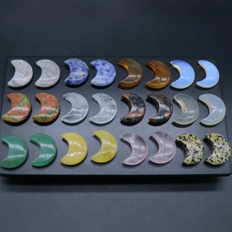 Статуя в форме Луны 30 мм натуральный хрустальный камень цветной талисман лечение