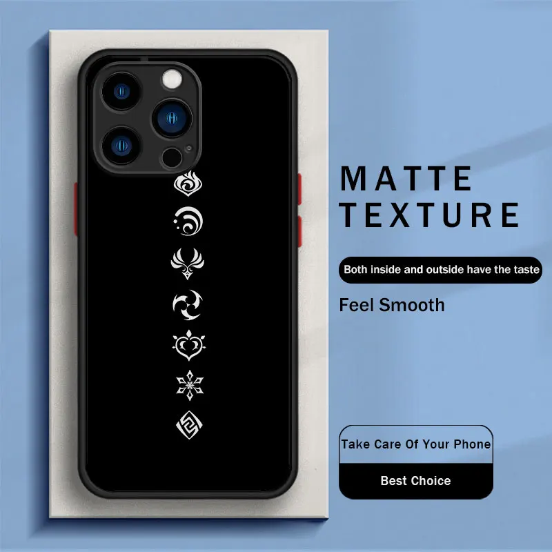 

Luxury Shockproof Matte Phone Case For iPhone 11 13 14 12 Pro Max Mini X XR Xs 8 6 7 Plus Cover Genshin Impact Game Yan Fei