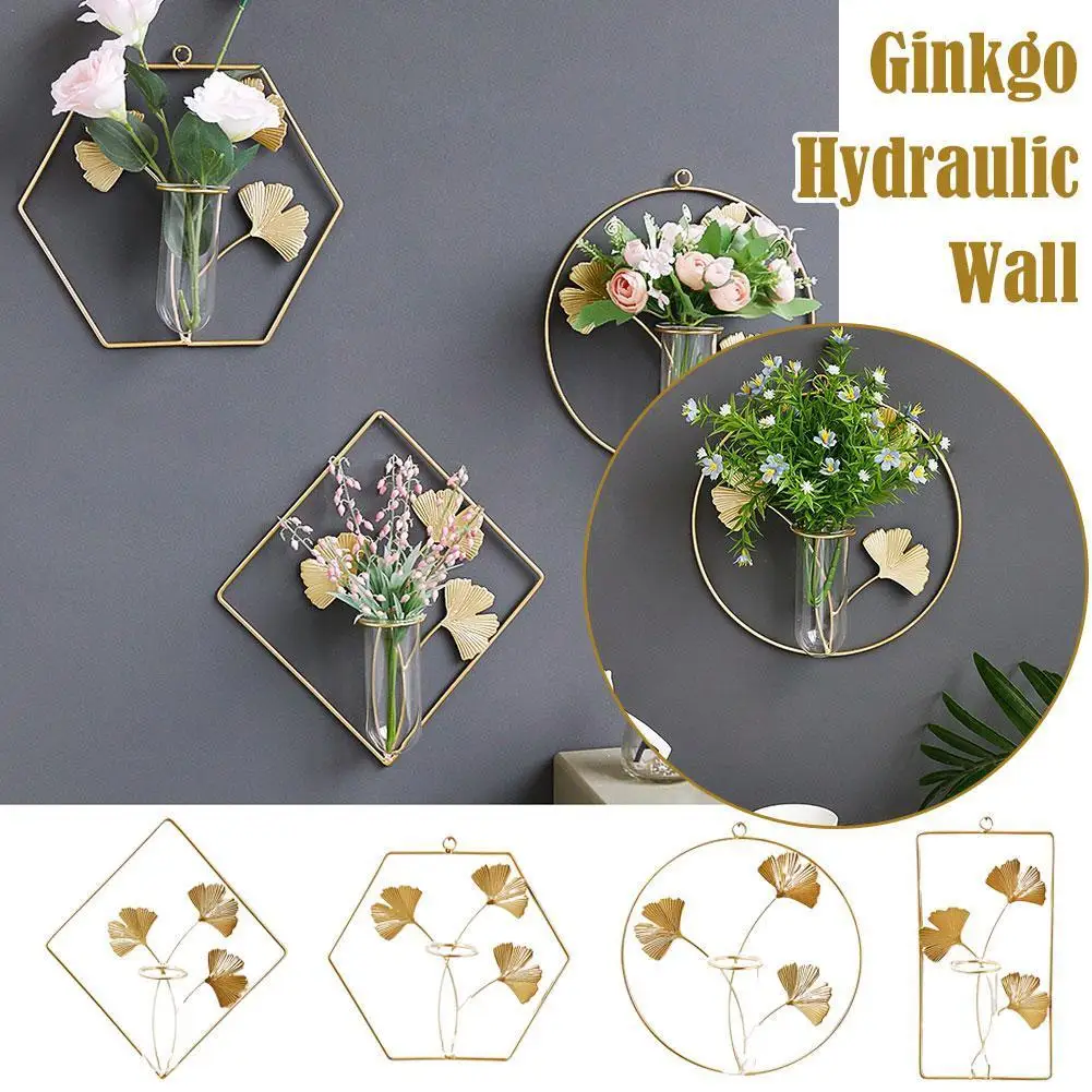 

Wall-mounted Vase Home Decor Hanging Flower Vase Wall Planters With Modern Iron Decoration Room Living Hydroponic Frame Dec T4G2
