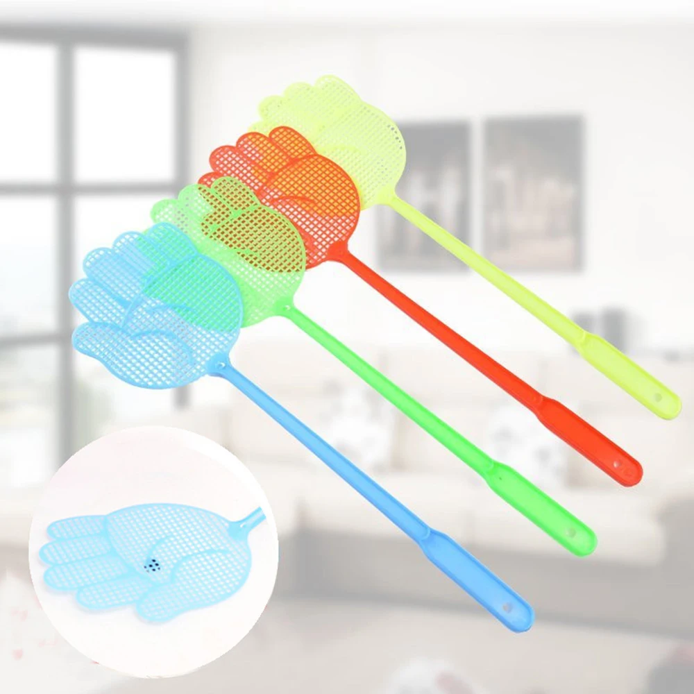 

1Pcs Plastic Fly Swatter Cute Palm Pattern Lightweight Household Flapper Mosquito Bug Zapper Pest Control Color Random