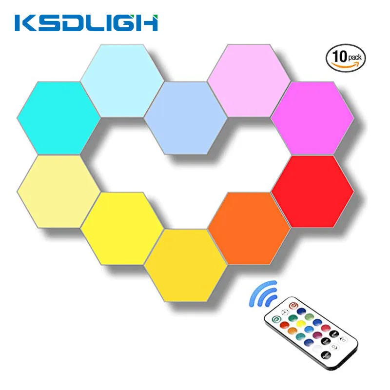 

RGB Touch Wall Lamp Remote Control LED Colorful Honeycom Night Light DIY indoor Background Decor Magnetic Sconce Assembly Lights