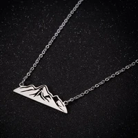 tulx stainless steel necklace for women mountain hill gold and silver color pendant chain necklace hiking outdoor travel jewelry