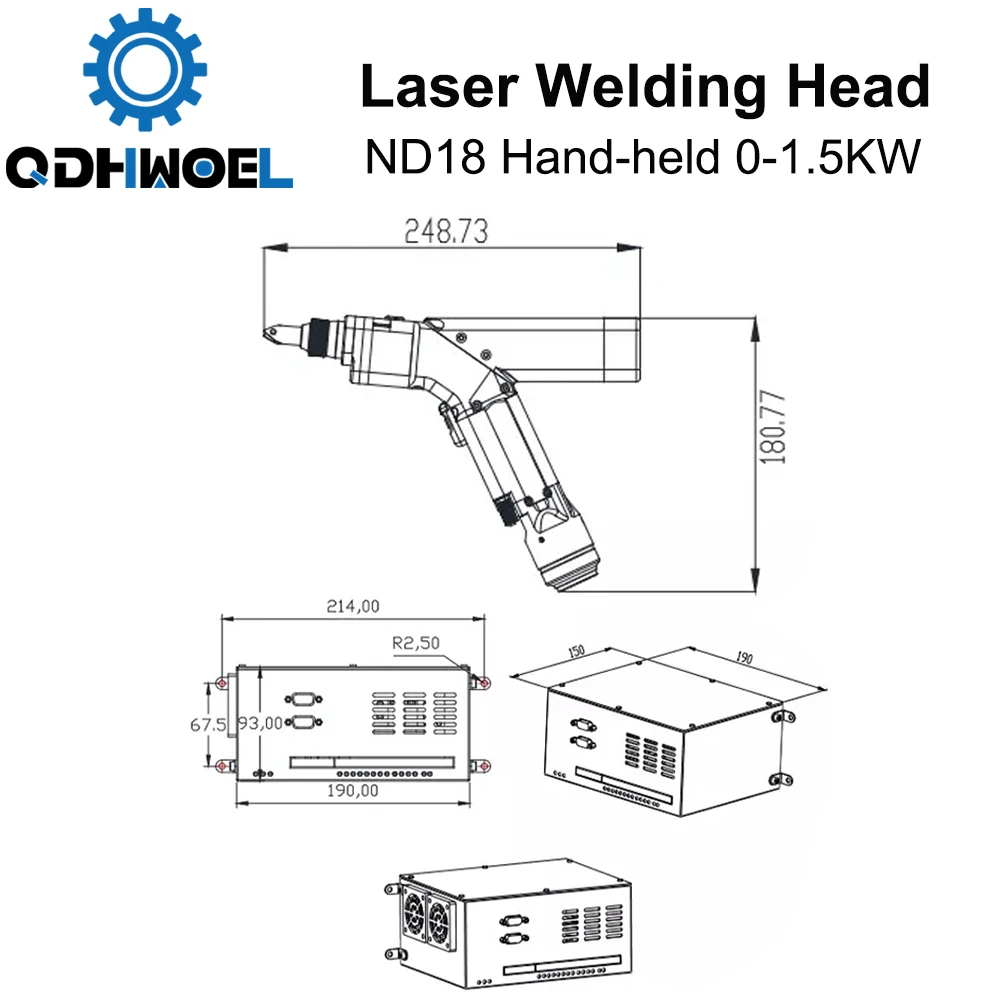 Ручная лазерная сварочная головка QDHWOEL WSX 0-1500 кВт ND18 максимальная мощность Вт с