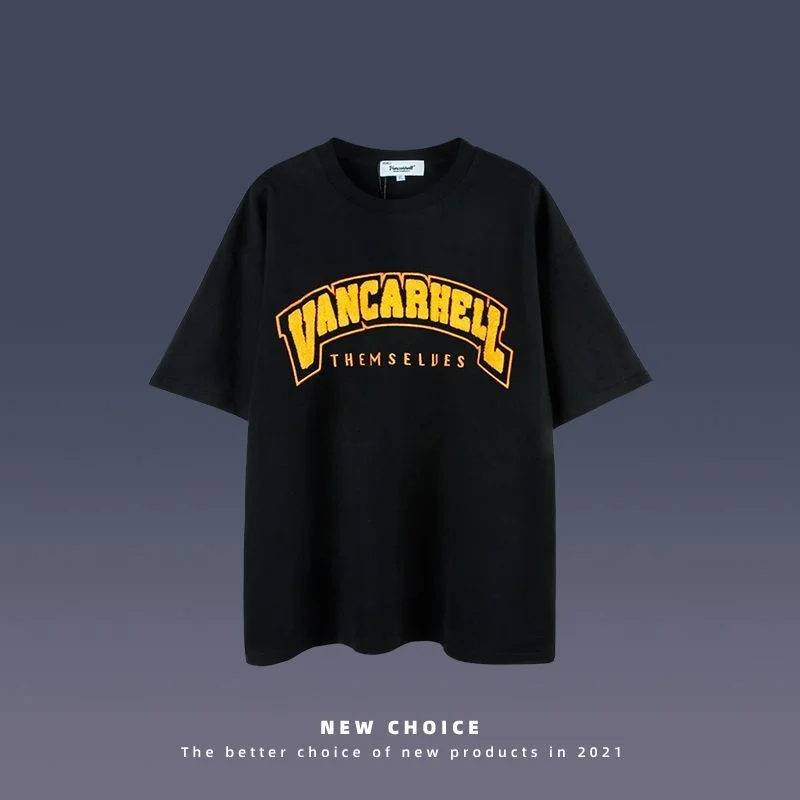 

Мужская одежда с трехмерной вышивкой | Футболка с короткими рукавами с буквами, мужская и женская трендовая свободная парная повседневная о...