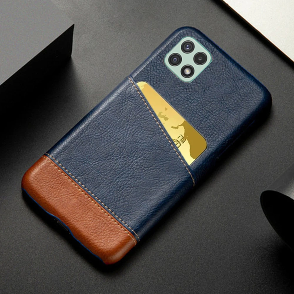 

A22 5G For Samsung Galaxy A22 5G Case SM-A226B Mixed Splice PU Leather Card Holder Cover For Samsung A22 4G SM-A225F A 22 2021