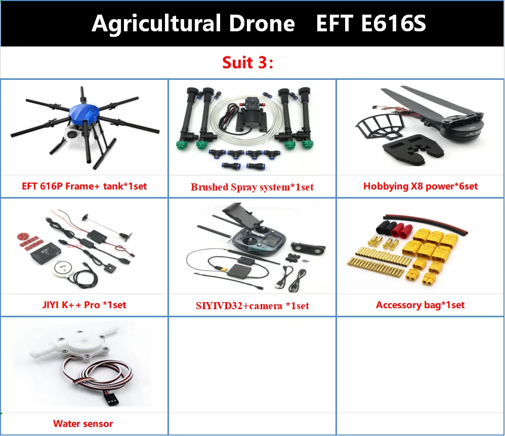 

EFT E616S 16L Agricultural Spraying Drone E616 616S 16KG Folding Wheelbase Frame Brushless Water Pump Spray Agriculture Drone