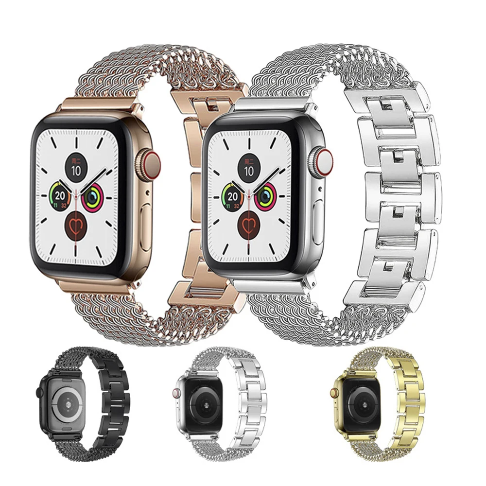 

Металлический браслет для Apple Watch, модная цепочка для ювелирных изделий, ремешок для iWatch 8 7 6 5 4 3 SE Ultra, 40 мм 44 мм 41 мм 45 мм 38 мм 42 мм 49 мм