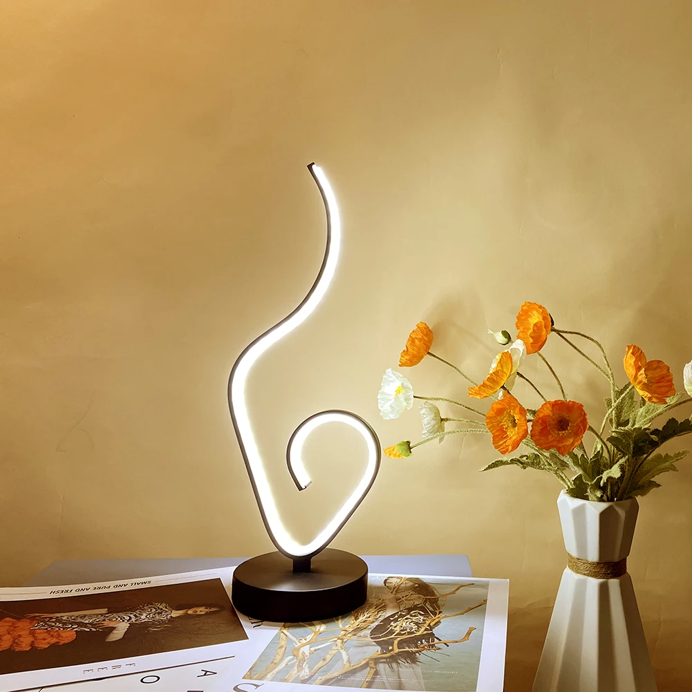 

1Pcs Spiral Table Lamp Bedroom Modern Bedside Living Room Study Room Eye Protection Reading Night Lights with Adapter