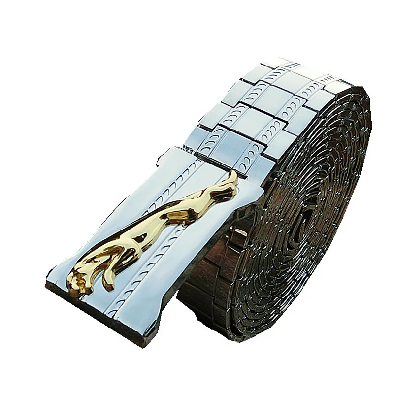 Panther Buckle Men's Stainless steel Belt Punk style self-defense metal waistband Z  G Cheetah Buckle Special Personalized Belt