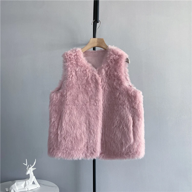 Real Fur Vest Coat for Women 2022 New Winter Warm Fur Vests Women's Coats Jacket Solid Sleeveless Female Outerwear Tops S64