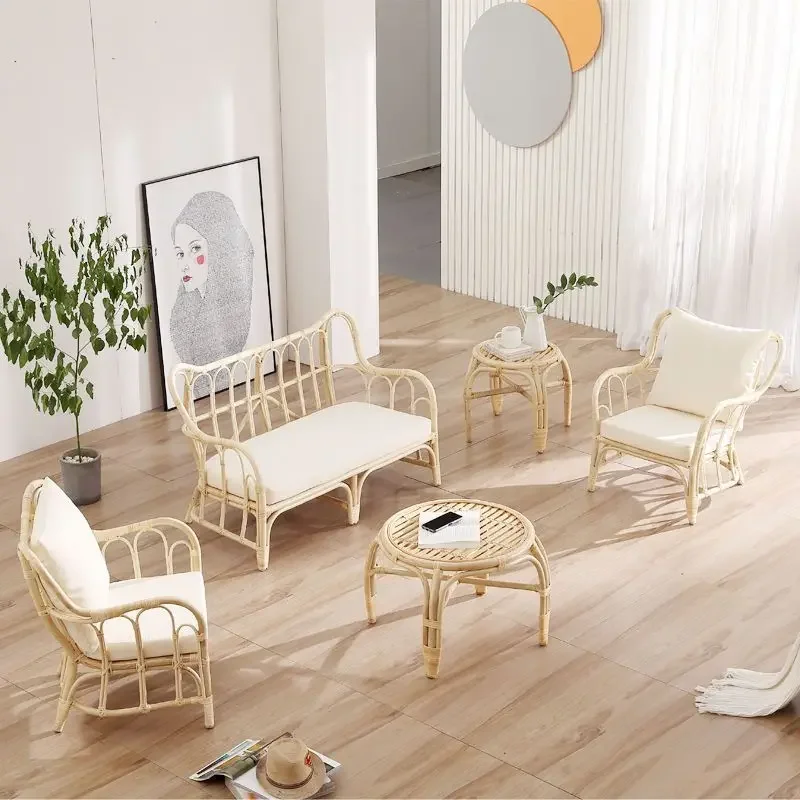 Плетеный диван из ротанга диван-кресло настоящего простой стул журнальный