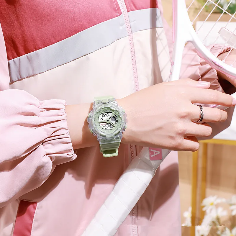 Женские Спортивные Цифровые Наручные Часы С Белым Силиконовым Ремешком Модные И