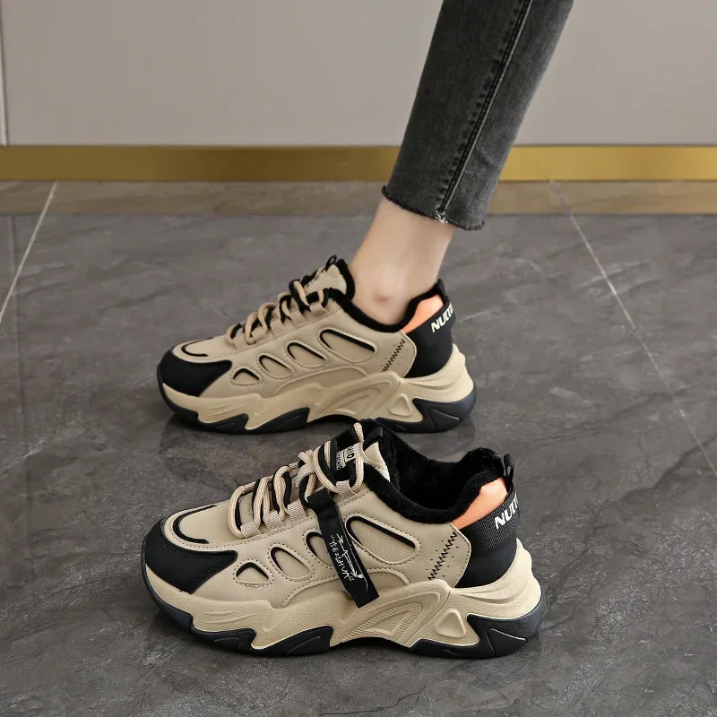 Женские массивные кроссовки зимние теплые повседневные прогулочные туфли на