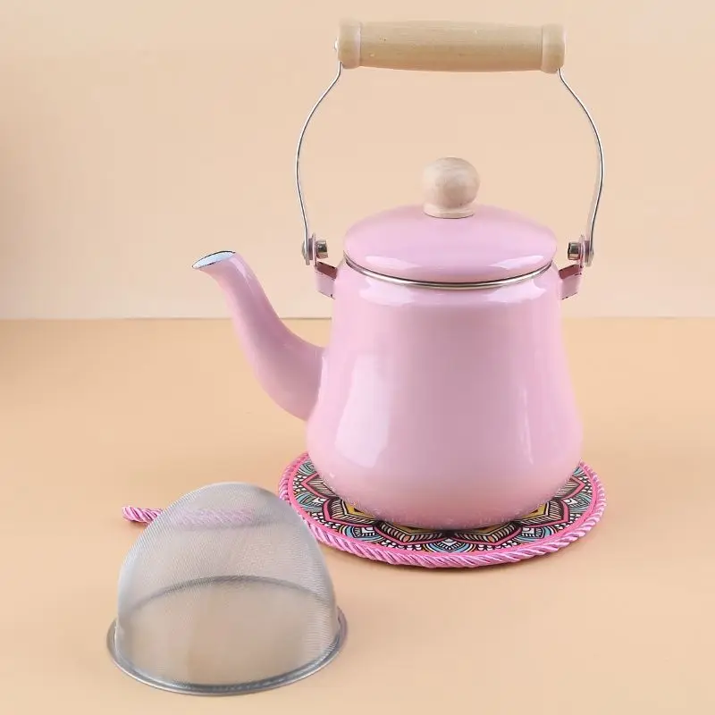 

Portable Enameled Kettle with Whistle Tea Kettle Teapots To Boil Water Induction Cooker Chaleira Com Apito Utensils for Kitchen